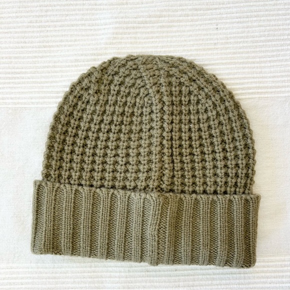 All Saints Unisex Thermal Stich Wool Blend Knit Beanie Dusty Olive Green - Picture 3 of 10